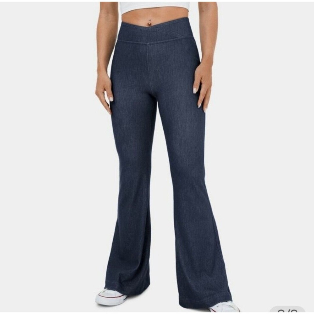 High-Waist Blue Flare Pants